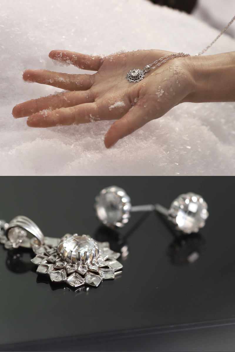 Spiritual jewelry collection: Crown chakra pendant in sterling silver with gemstone chains