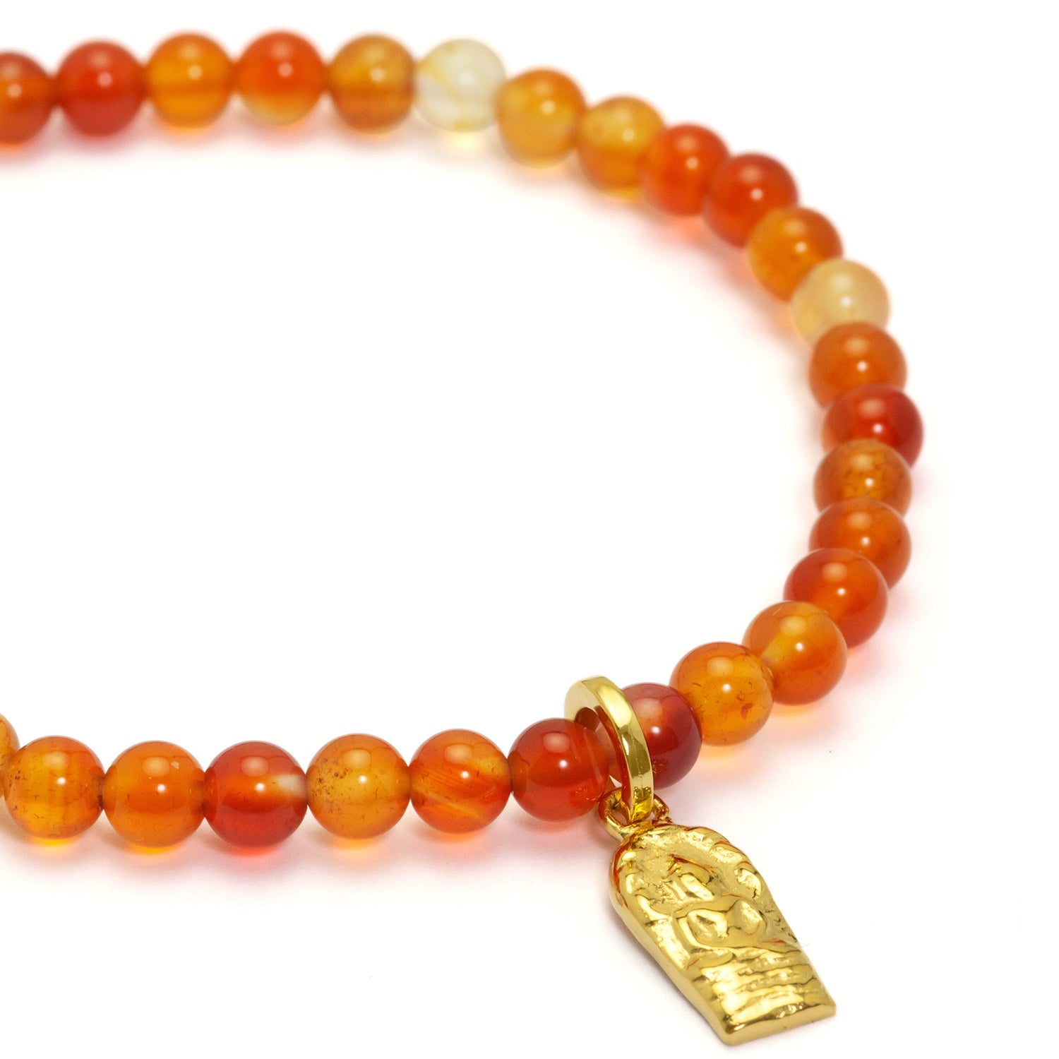 Buddha bracelet mini made of bright carnelian beads with gold-plated Buddha pendant from ETERNAL BLISS - Spiritual jewelry