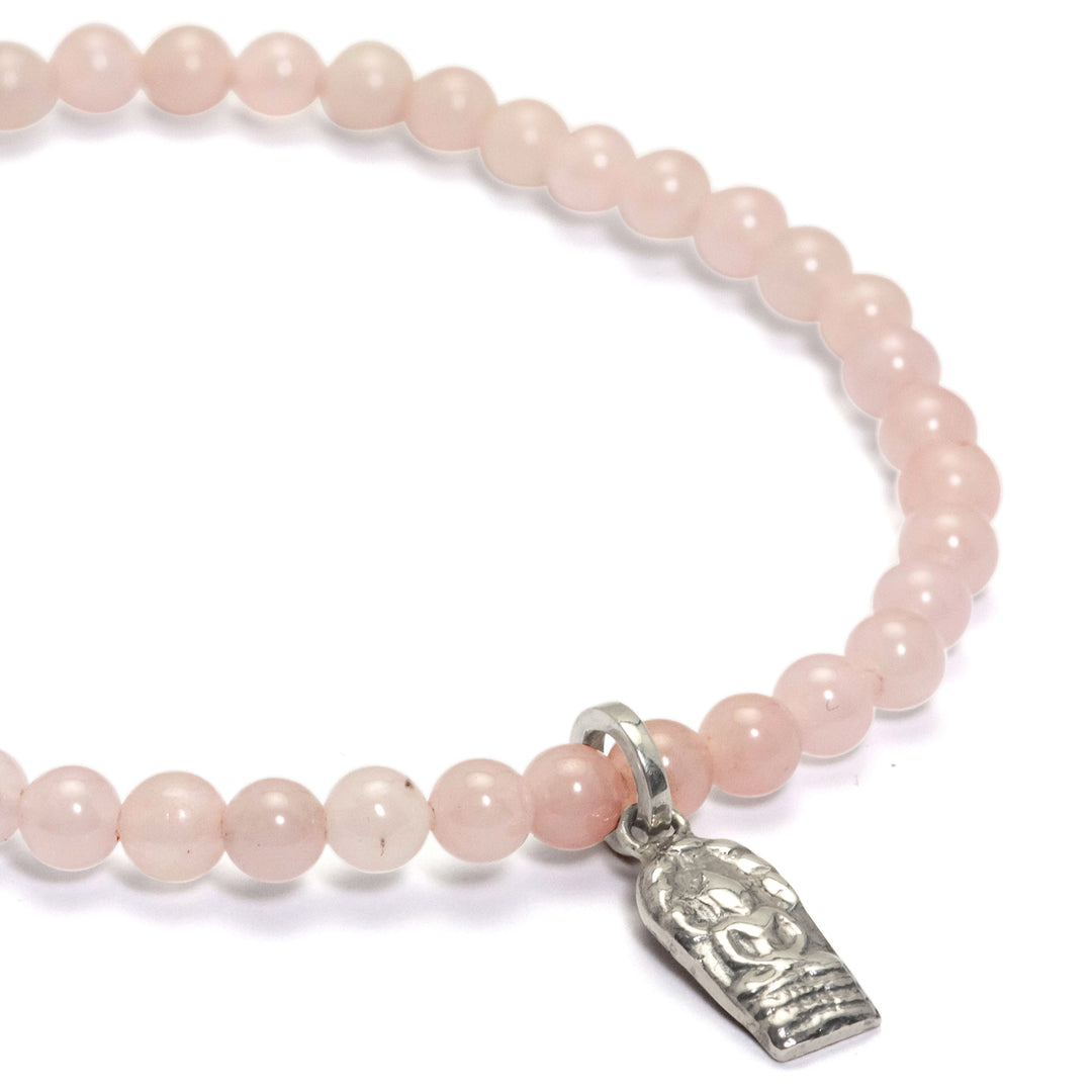 Buddha bracelet mini with rose quartz and silver pendant from ETERNAL BLISS - Spiritual jewelry