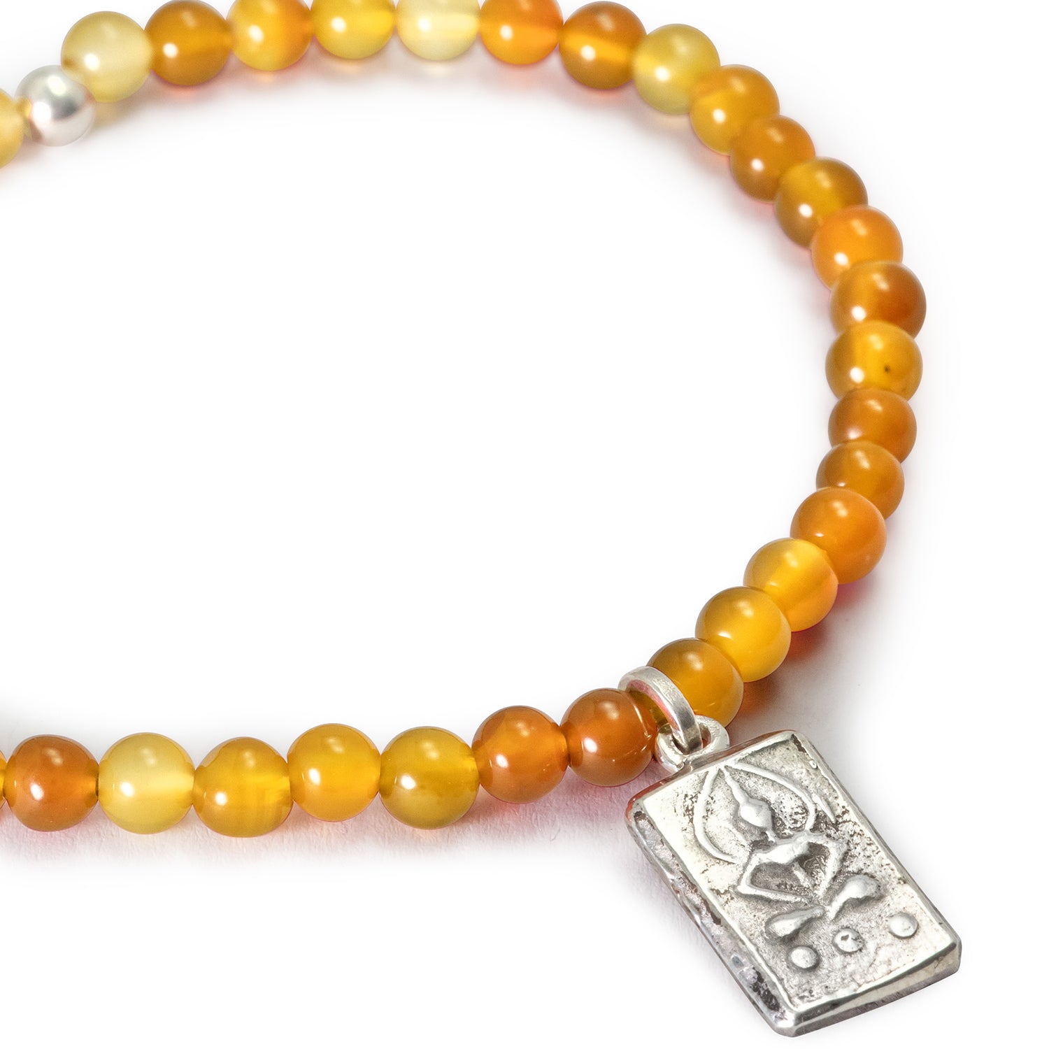 Buddha gemstone bracelet with calcite beads and pendant in silver from ETERNAL BLISS - Spiritual jewelry