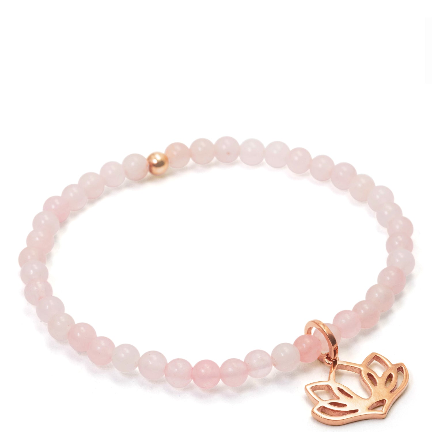 Lotus Edelstein Armband aus Rosenquarz und rosévergoldetem Sterling Silber von ETERNAL BLISS - Spiritueller Schmuck