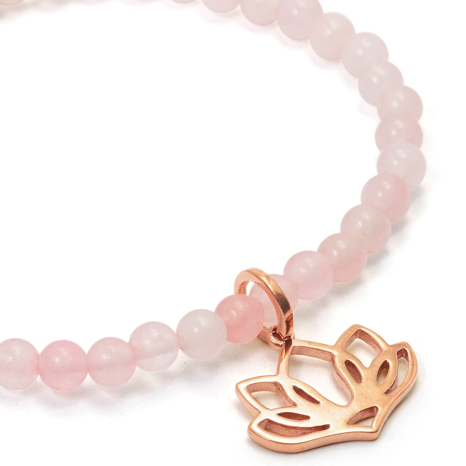 Lotus gemstone bracelet made of rose quartz and rosegold-plated sterling silver by ETERNAL BLISS - Spiritual jewelry