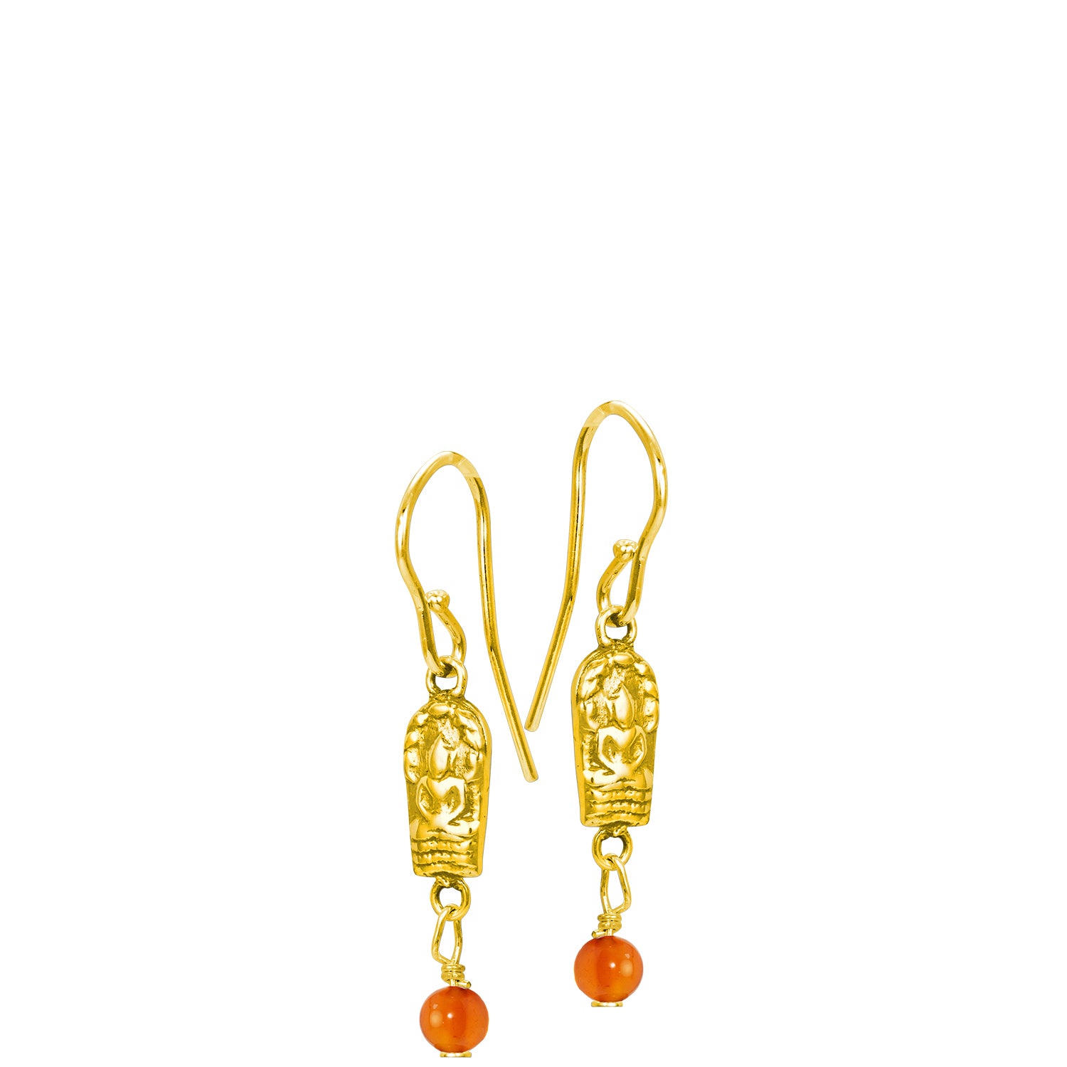 Buddha earrings mini gold-plated Sterling silver with carnelian beads from ETERNAL BLISS - high-quality spiritual jewelry