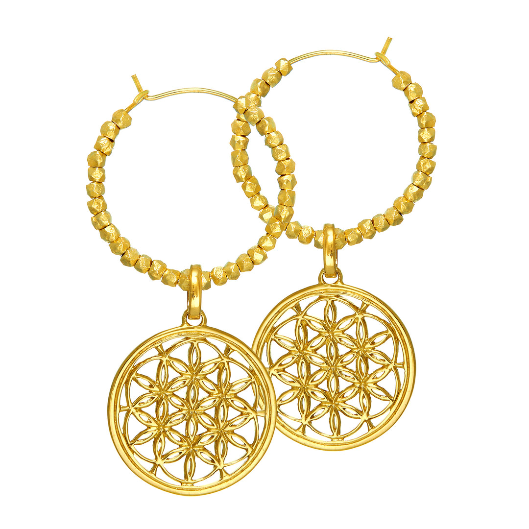 Blume des Lebens Kreolen mit Beads vergoldet von ETERNAL BLISS - Spiritueller Schmuck