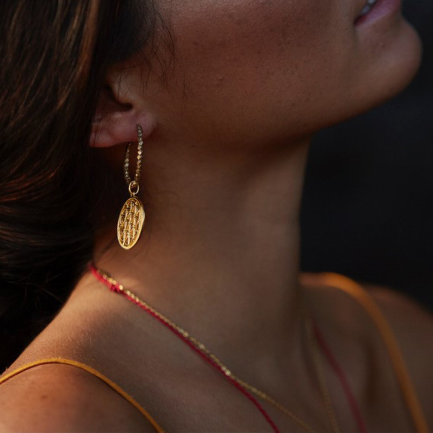 Blume des Lebens Kreolen mit Beads vergoldet