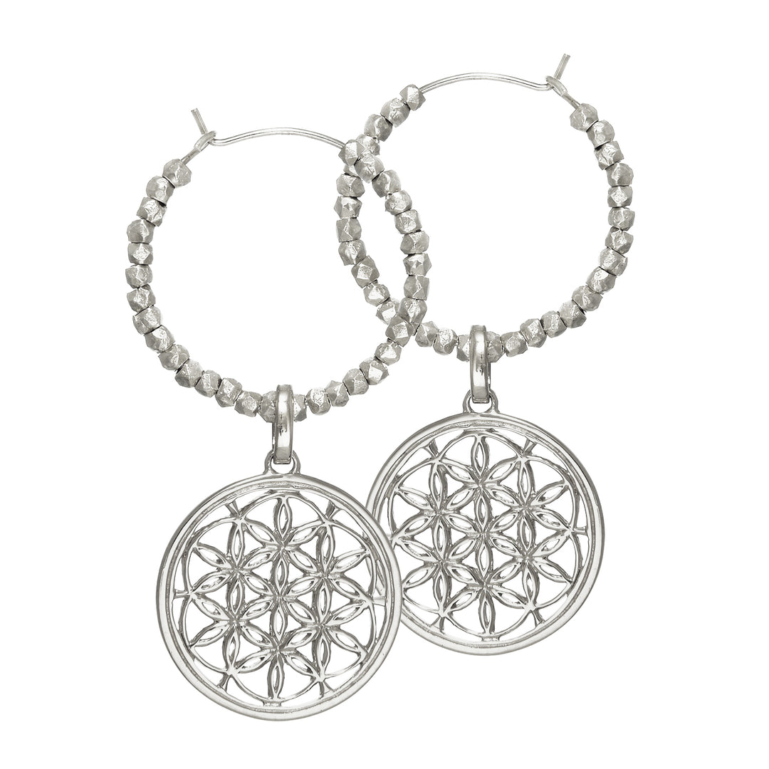 Blume des Lebens Kreolen mit Beads Silber von ETERNAL BLISS - Spiritueller Schmuck