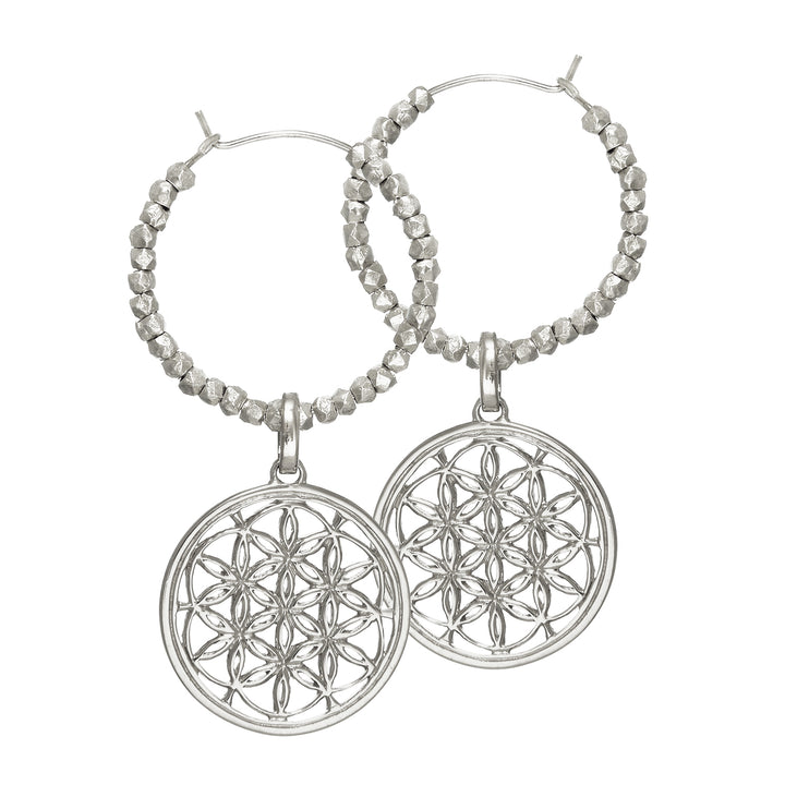Blume des Lebens Kreolen mit Beads Silber von ETERNAL BLISS - Spiritueller Schmuck