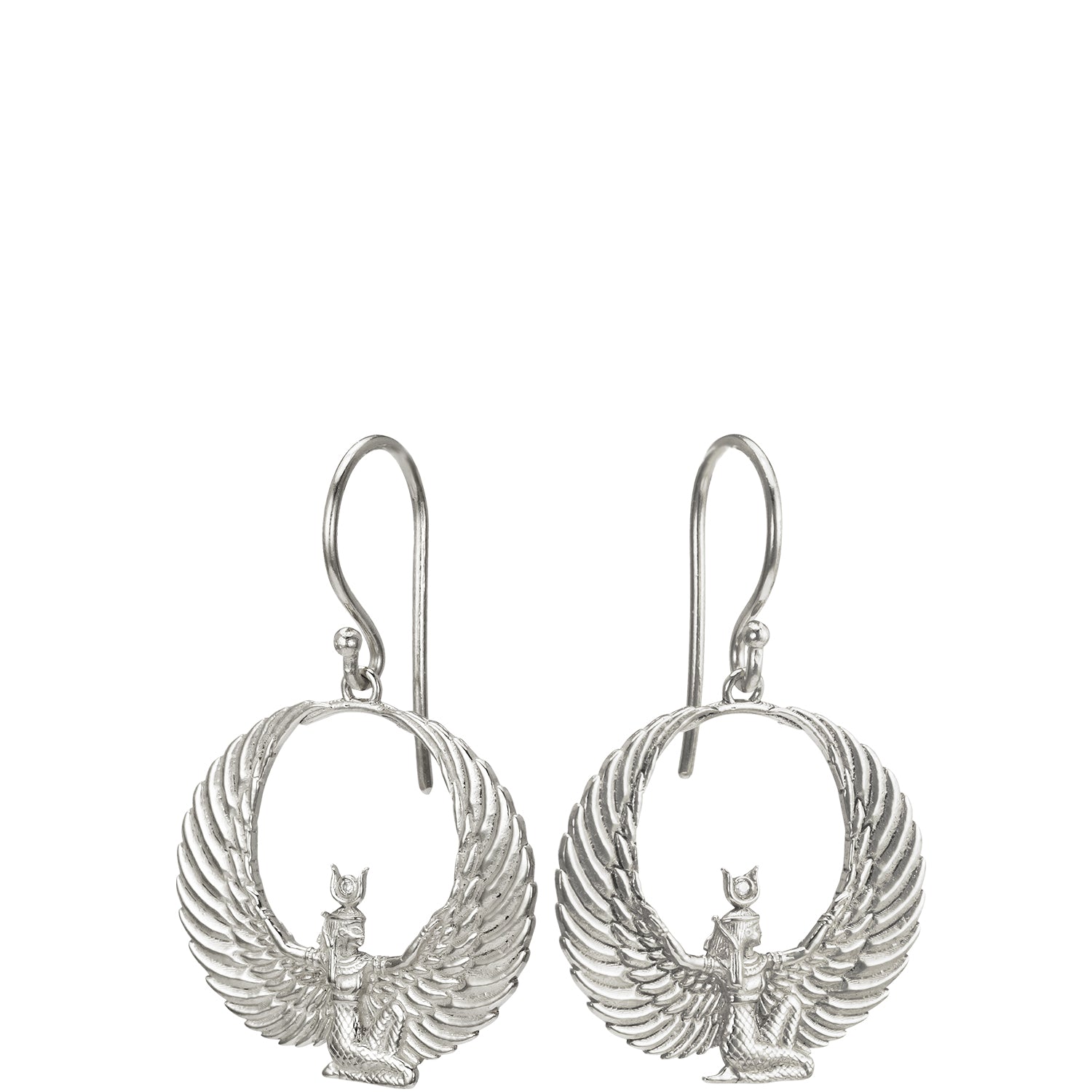 Sterling Silver goddess Isis earrings with rock crystal by ETERNAL BLISS - Egyptian jewelry