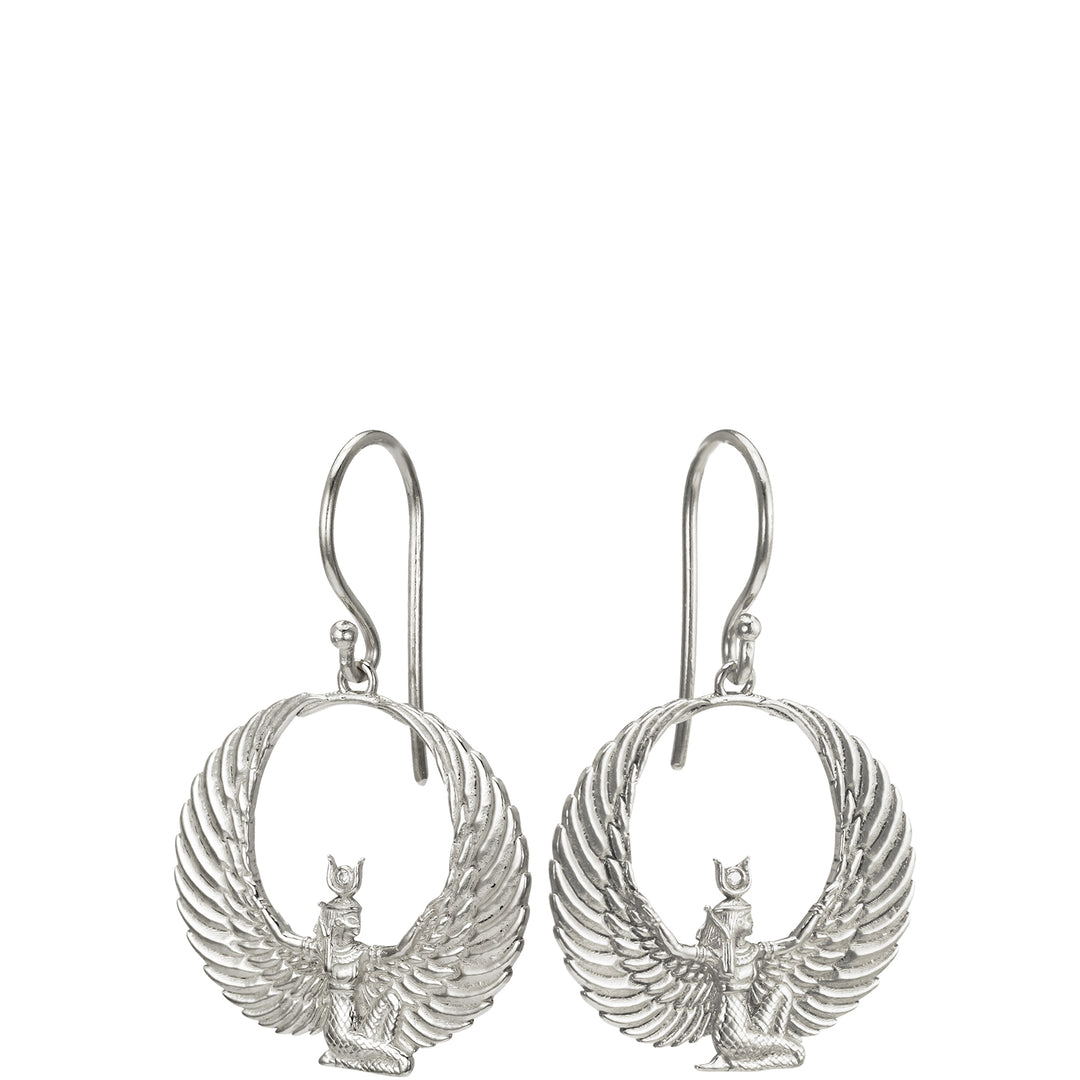 Sterling Silver goddess Isis earrings with rock crystal by ETERNAL BLISS - Egyptian jewelry