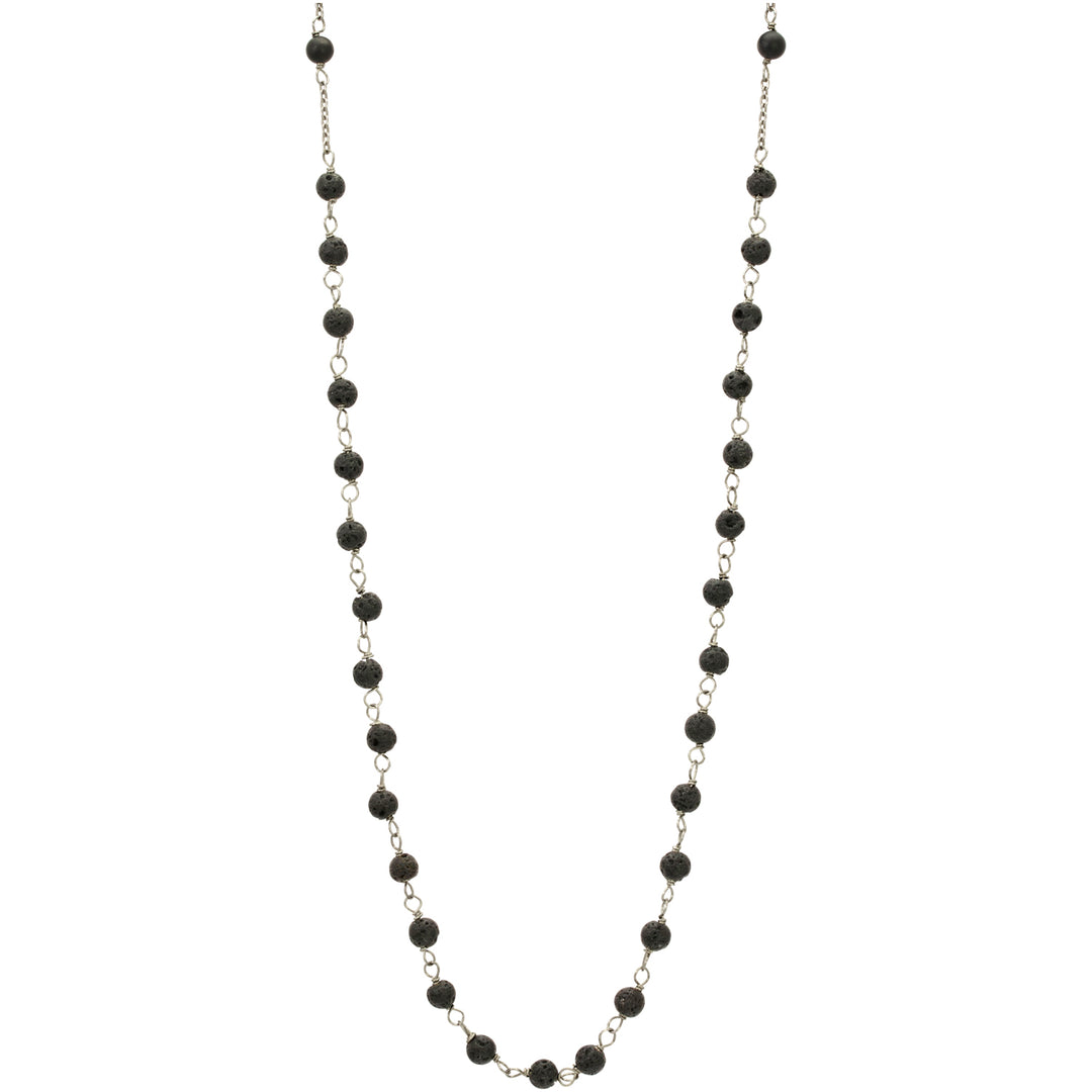 Halskette "Kreation" aus Sterling Silber mit Lava- und Onyxperlen von Eternal Bliss