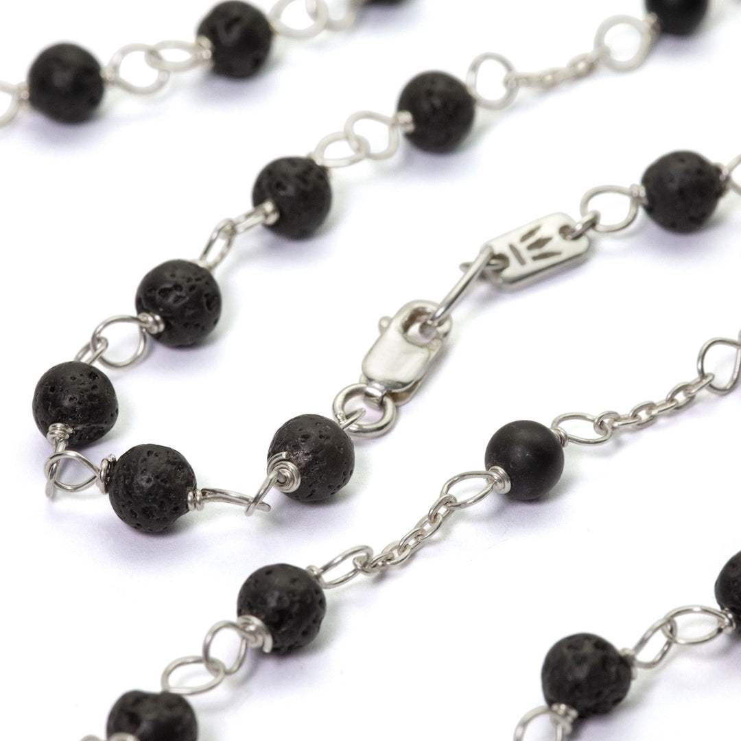 Creation necklace made of sterling silver with lava and onyx beads by Eternal Bliss