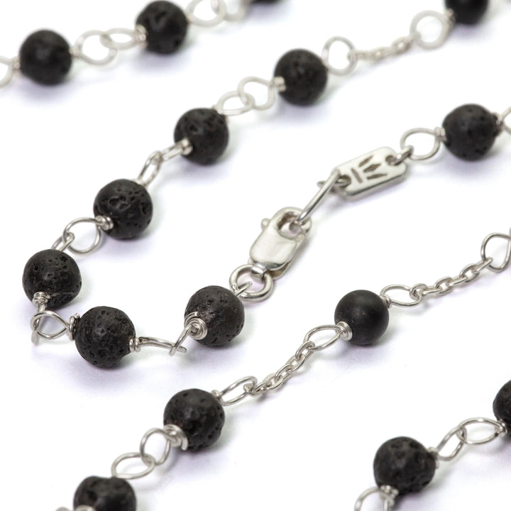 Creation necklace made of sterling silver with lava and onyx beads by Eternal Bliss