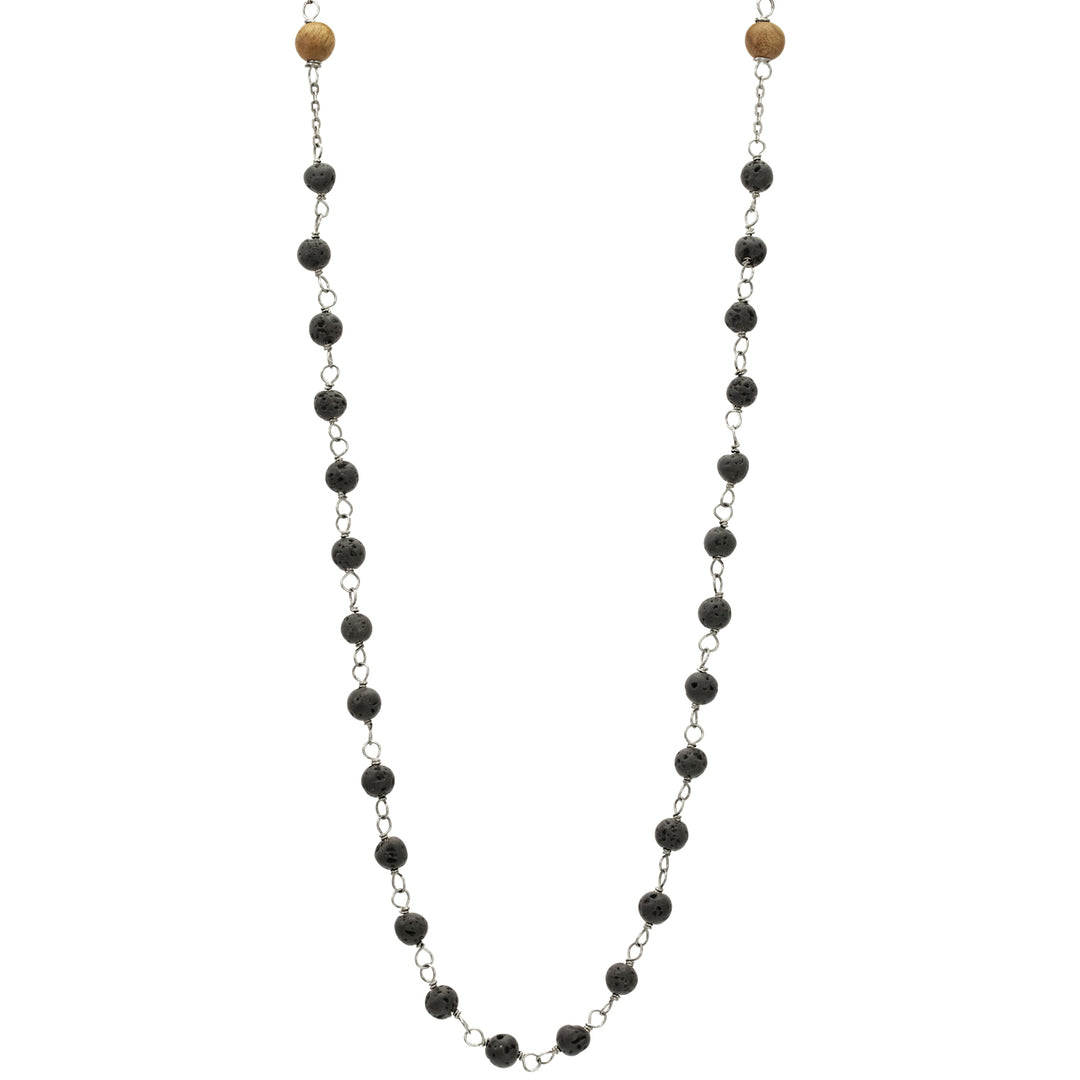 Halskette "Schöpfung und Wachstum" aus Sterling Silber mit Lava- und Sandelholzperlen von Eternal Bliss