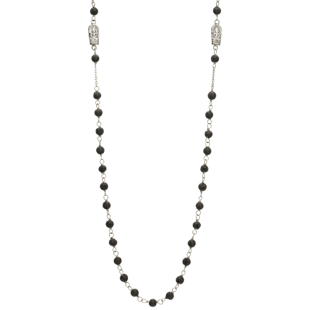 Halskette "Konzentration" aus Sterling Silber mit Lavaperlen und Buddha Amuletten von Eternal Bliss