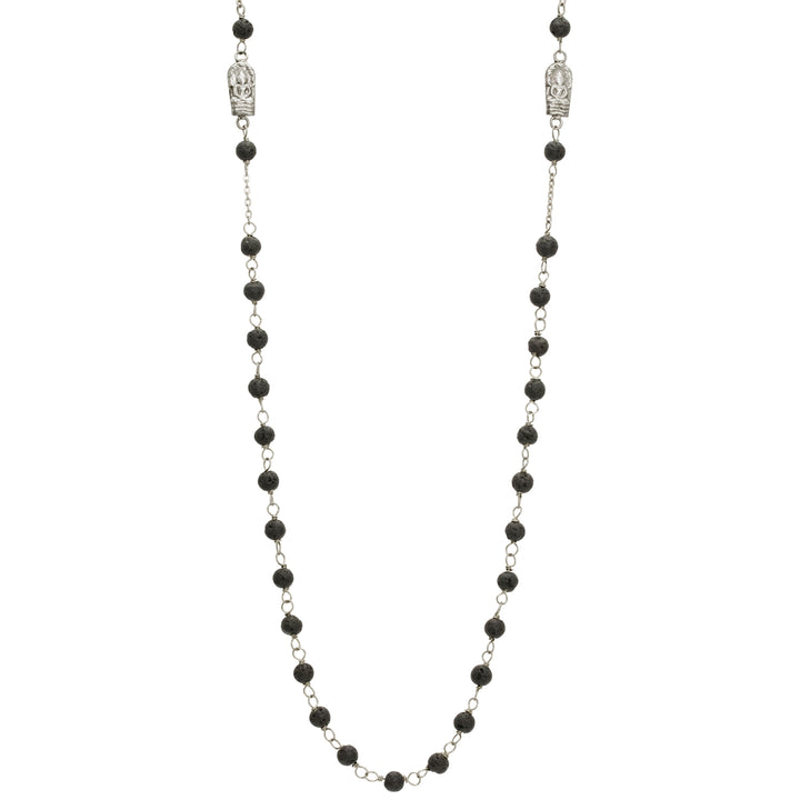 Halskette "Konzentration" aus Sterling Silber mit Lavaperlen und Buddha Amuletten von Eternal Bliss