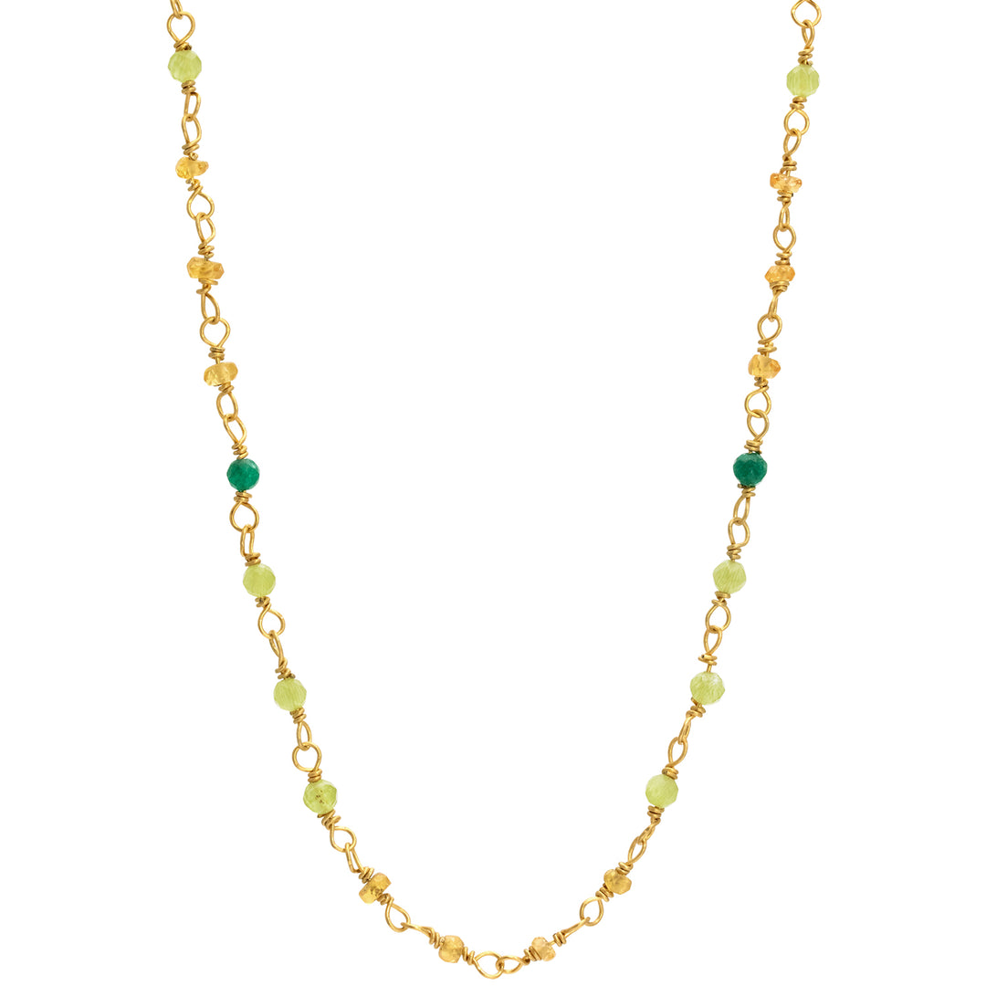 Edelstein-Halskette "Inspiration" aus vergoldetem Sterling Silber mit Smaragd, Saphir und Peridot von Eternal Bliss