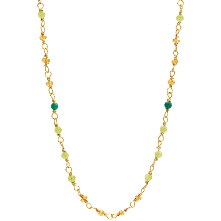 Edelstein-Halskette "Inspiration" aus vergoldetem Sterling Silber mit Smaragd, Saphir und Peridot von Eternal Bliss