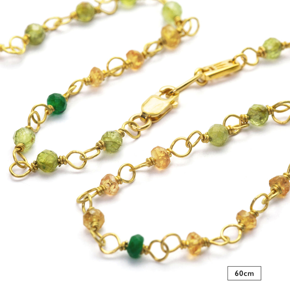 Detail von Edelstein-Halskette "Inspiration" aus Sterling Silber vergoldet mit Smaragd, Saphir und Peridot von Eternal Bliss