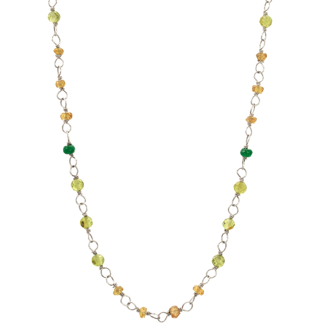 Edelstein-Halskette "Inspiration" aus hochwertigem Sterling Silber mit Smaragd, Saphir, Peridot und Sandelholz von Eternal Bliss