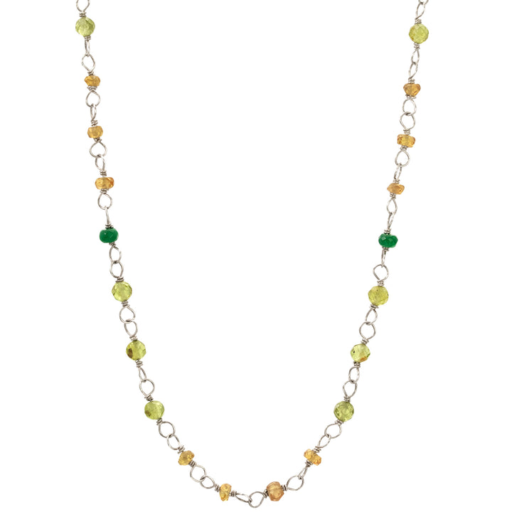 Edelstein-Halskette "Inspiration" aus hochwertigem Sterling Silber mit Smaragd, Saphir, Peridot und Sandelholz von Eternal Bliss