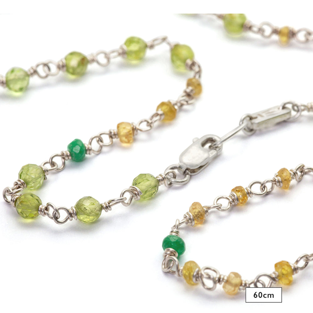 Gemstone necklace "Inspiration" made of high-quality sterling silver with emerald, sapphire, and peridot by Eternal Bliss