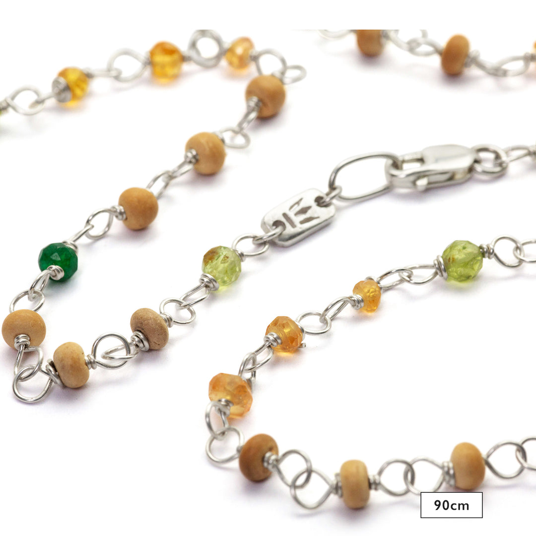 Gemstone necklace "Inspiration" made of high-quality sterling silver with emerald, sapphire, peridot and sandalwood by Eternal Bliss