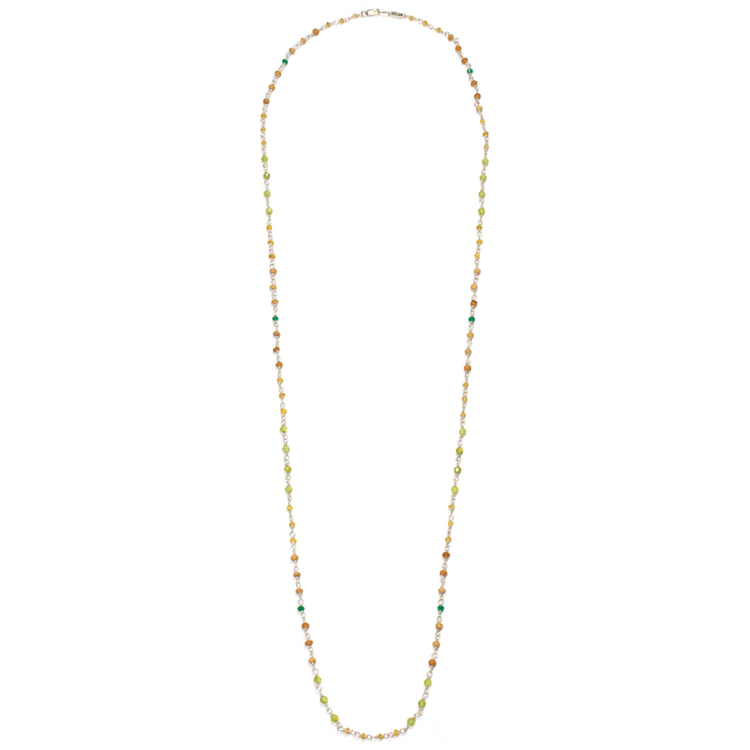 Übersicht von Edelstein-Halskette "Inspiration" aus hochwertigem Sterling Silber mit Smaragd, Saphir, Peridot und Sandelholz von Eternal Bliss