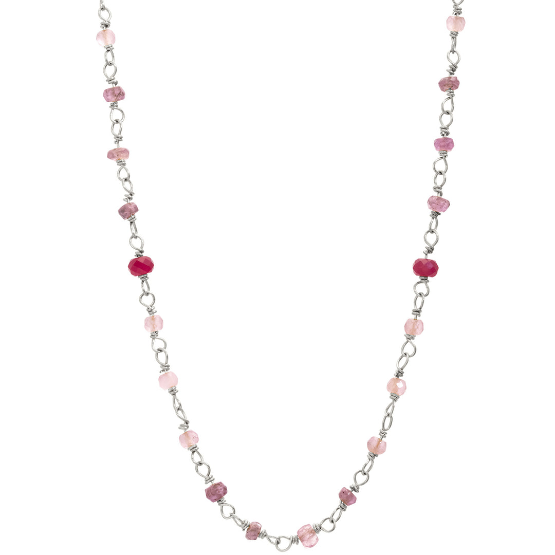 Edelstein-Halskette "Sakura" aus hochwertigem Sterling Silber mit Rubin, Bergkristall und Lavendar von Eternal Bliss