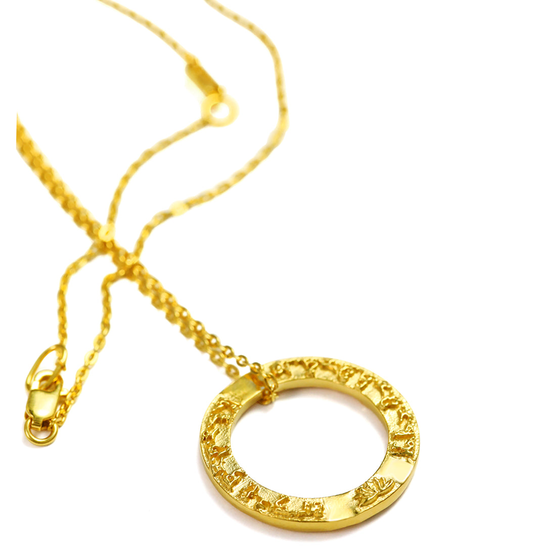 Tara mantra pendant mini in sterling silver gold plated by Eternal Bliss from the yoga jewelry collection