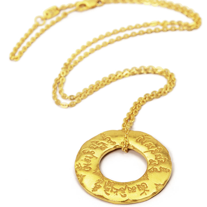 Om Mani Padme Hum Mantra necklace gold-plated with chain by ETERNAL BLISS - spiritual jewelry
