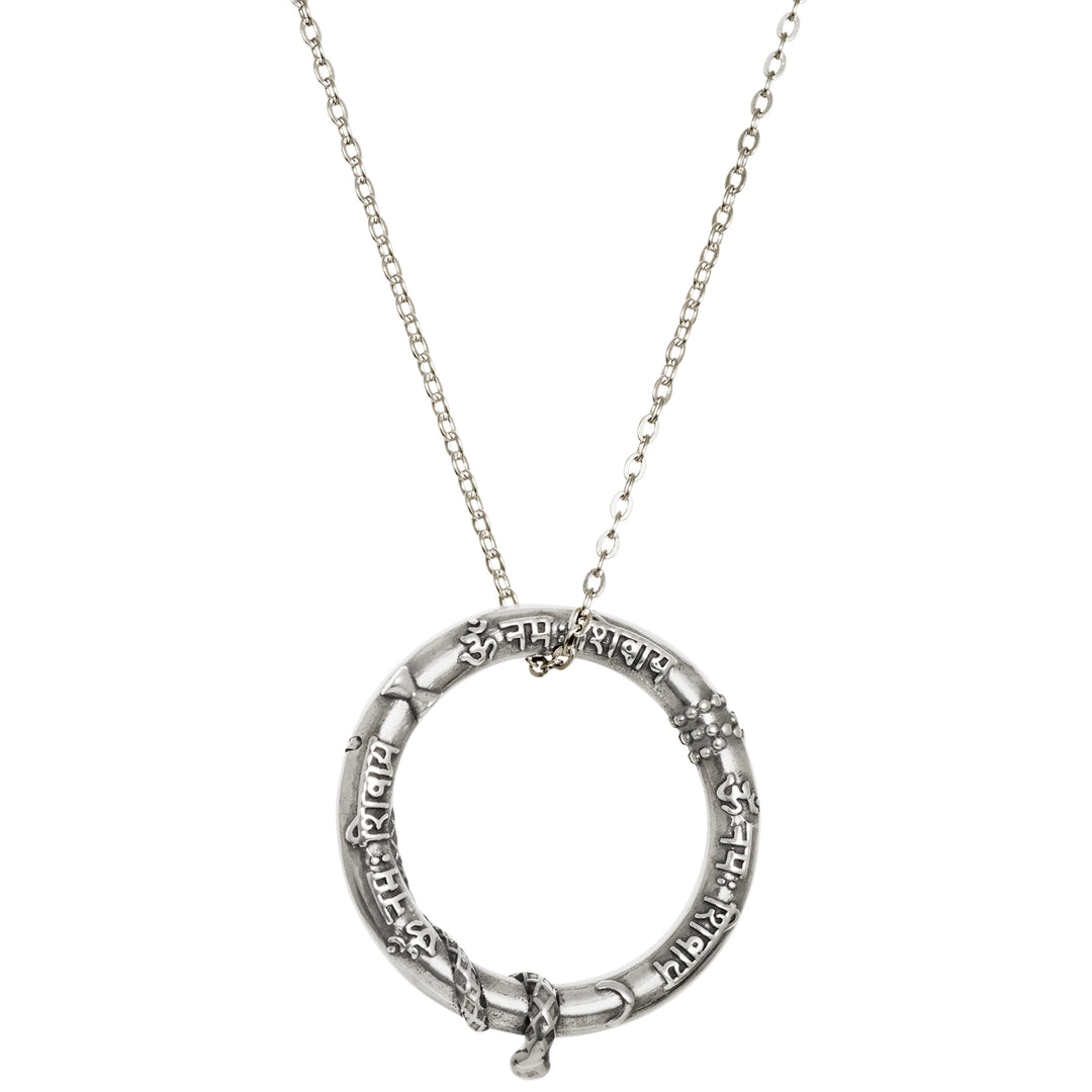 Shiva Mantra Anhänger mit erhabenen Schriftzeichen und Schlange Silber
