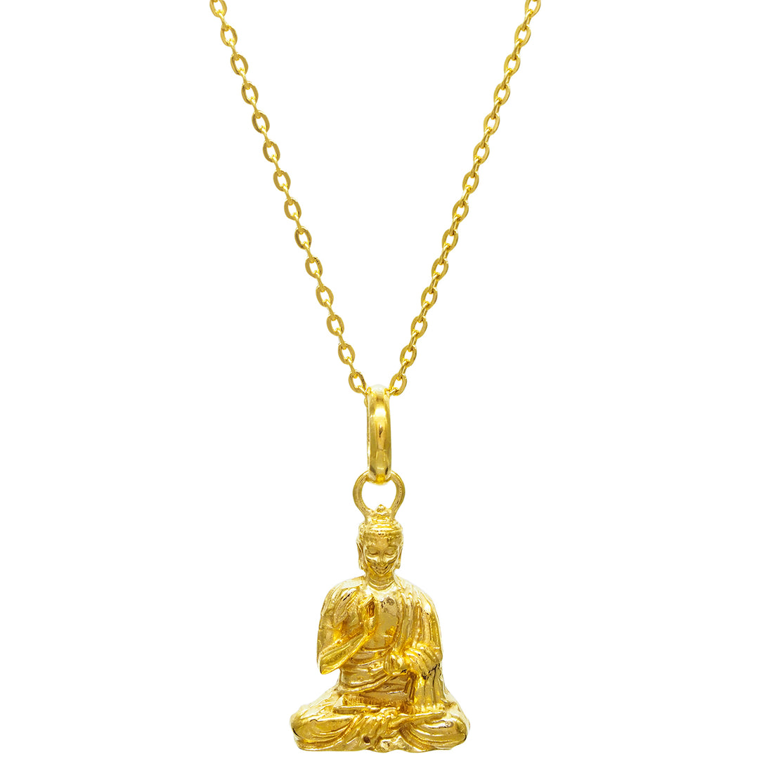 Hochwertig handgearbeitet und fein detaillierter Lehrender-Buddha-Anhänger vergoldet von ETERNAL BLISS - Spiritueller Schmuck