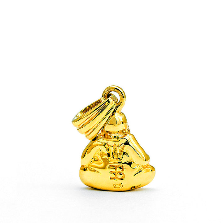 Rückansicht des Glücksanhänger Buddhai aus vergoldetem Sterling Silber