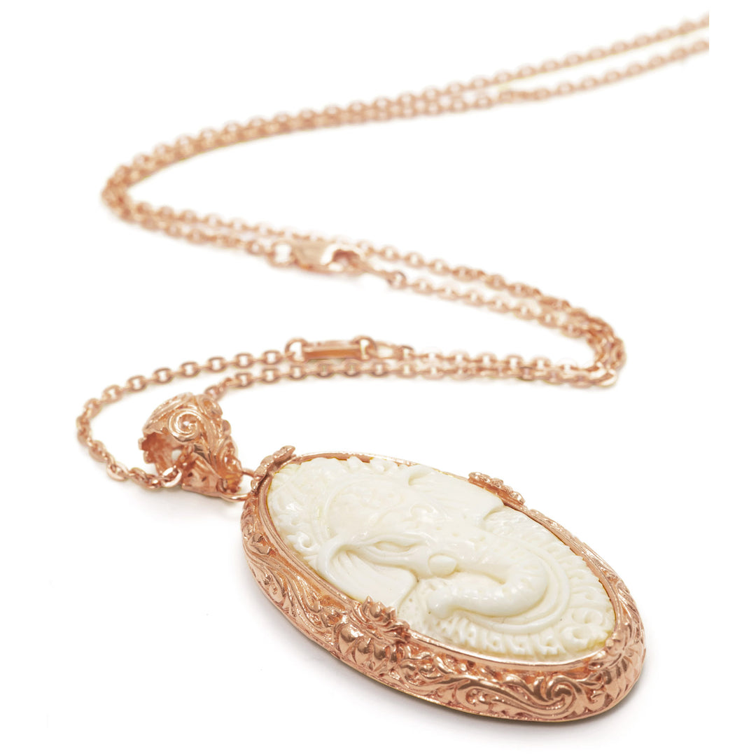 Rosegold-plated Ganesha pendant with OM  and a thick chain by ETERNAL BLISS - Spiritual Jewellery