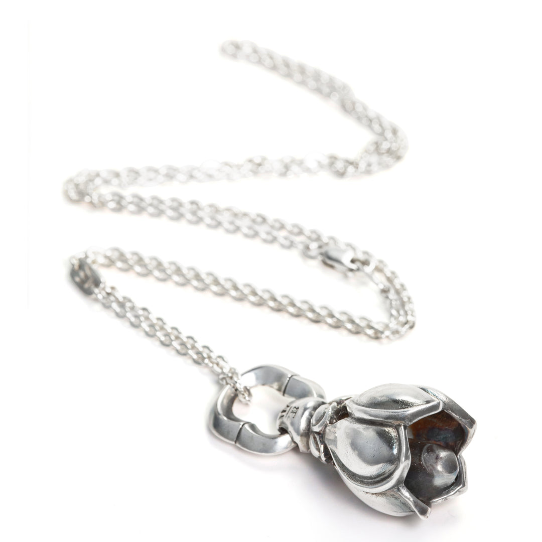 Lotus Glöckchen Anhänger aus patiniertem Sterling Silber mit Halskette von ETERNAL BLISS - Spiritueller Schmuck