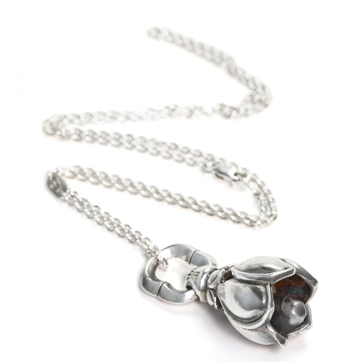 Lotus Glöckchen Anhänger aus patiniertem Sterling Silber mit Halskette von ETERNAL BLISS - Spiritueller Schmuck