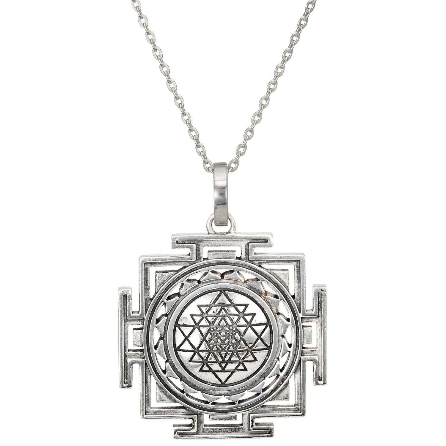 Feindetaillierten Sri Yantra Anhänger aus Sterling Silber von ETERNAL BLISS - Spiritueller Schmuck