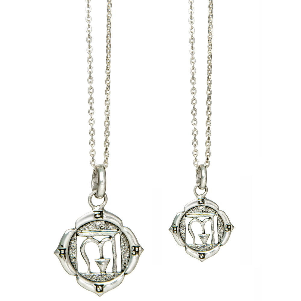 Root or Muladhara Chakra Pendant with Beej Mantra Symbol in Sterling Silver in Two Different Sizes by ETERNAL BLISS - Spiritual Jewelry