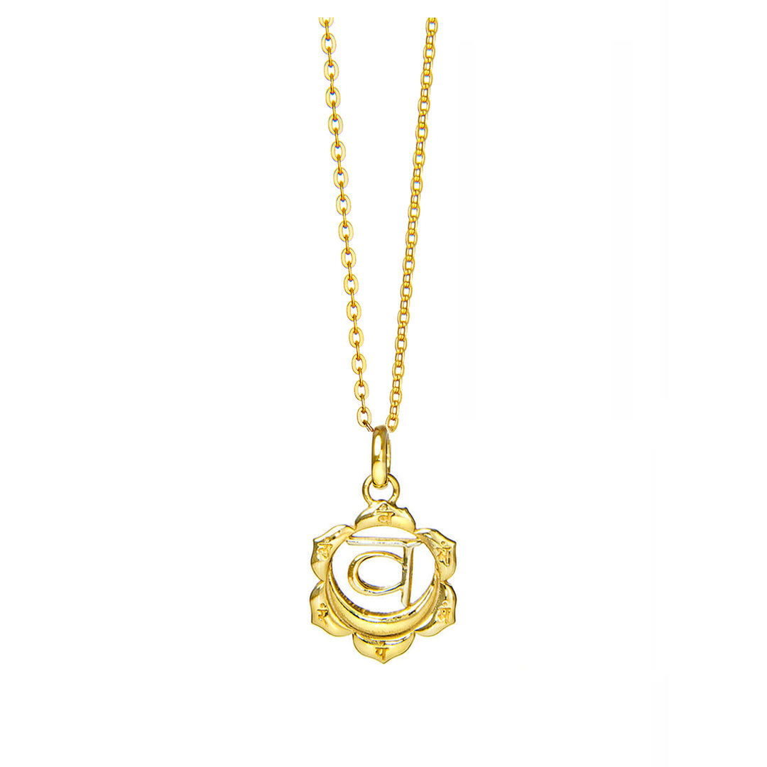 Kleiner Sakral Chakra Anhänger mit Mantra vergoldet mit Kette von ETERNAL BLISS - Spriritueller Schmuck