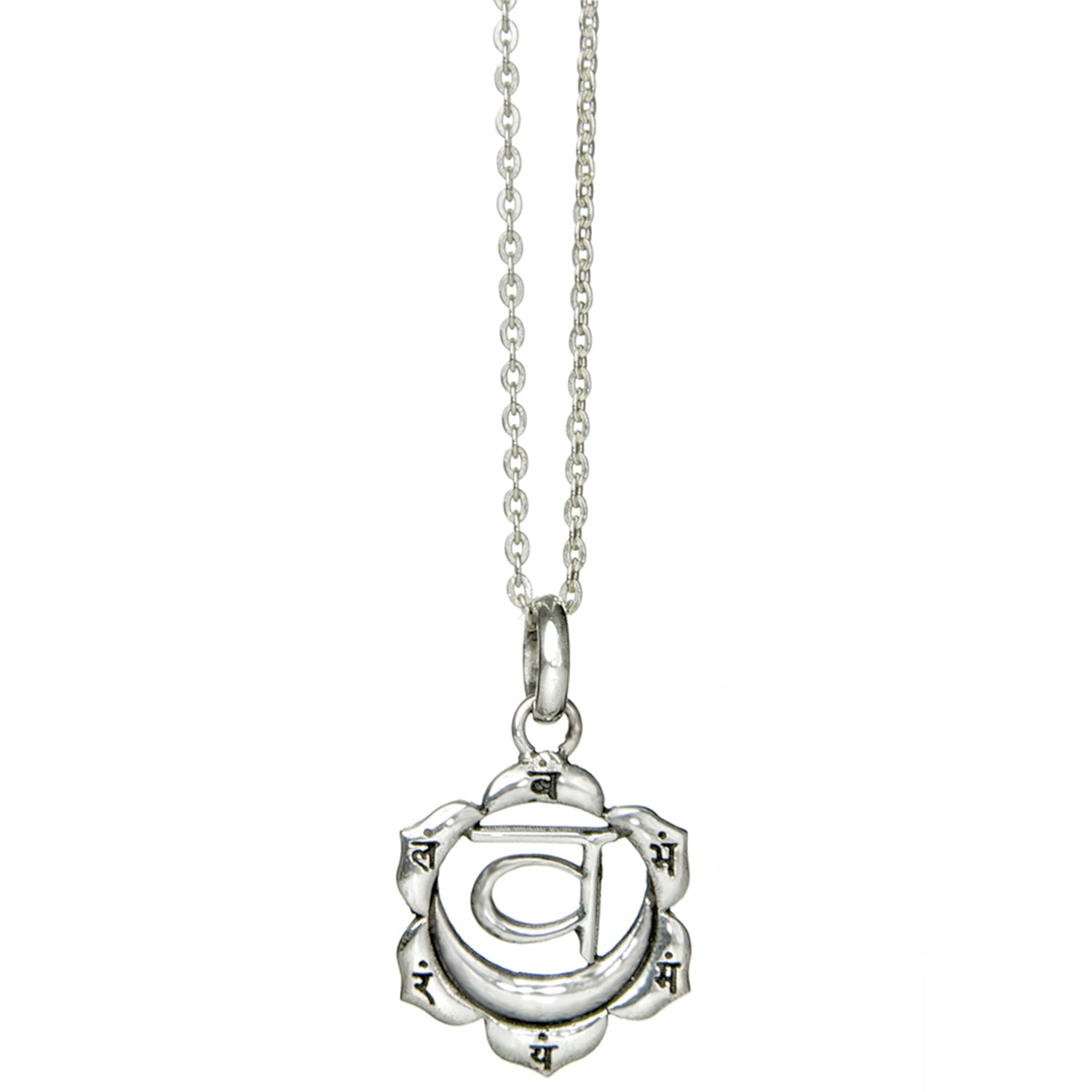 Sakral oder Svadhisthana Chakra Anhänger mit Mantra Silber mit Kette von ETERNAL BLISS - Spriritueller Schmuck