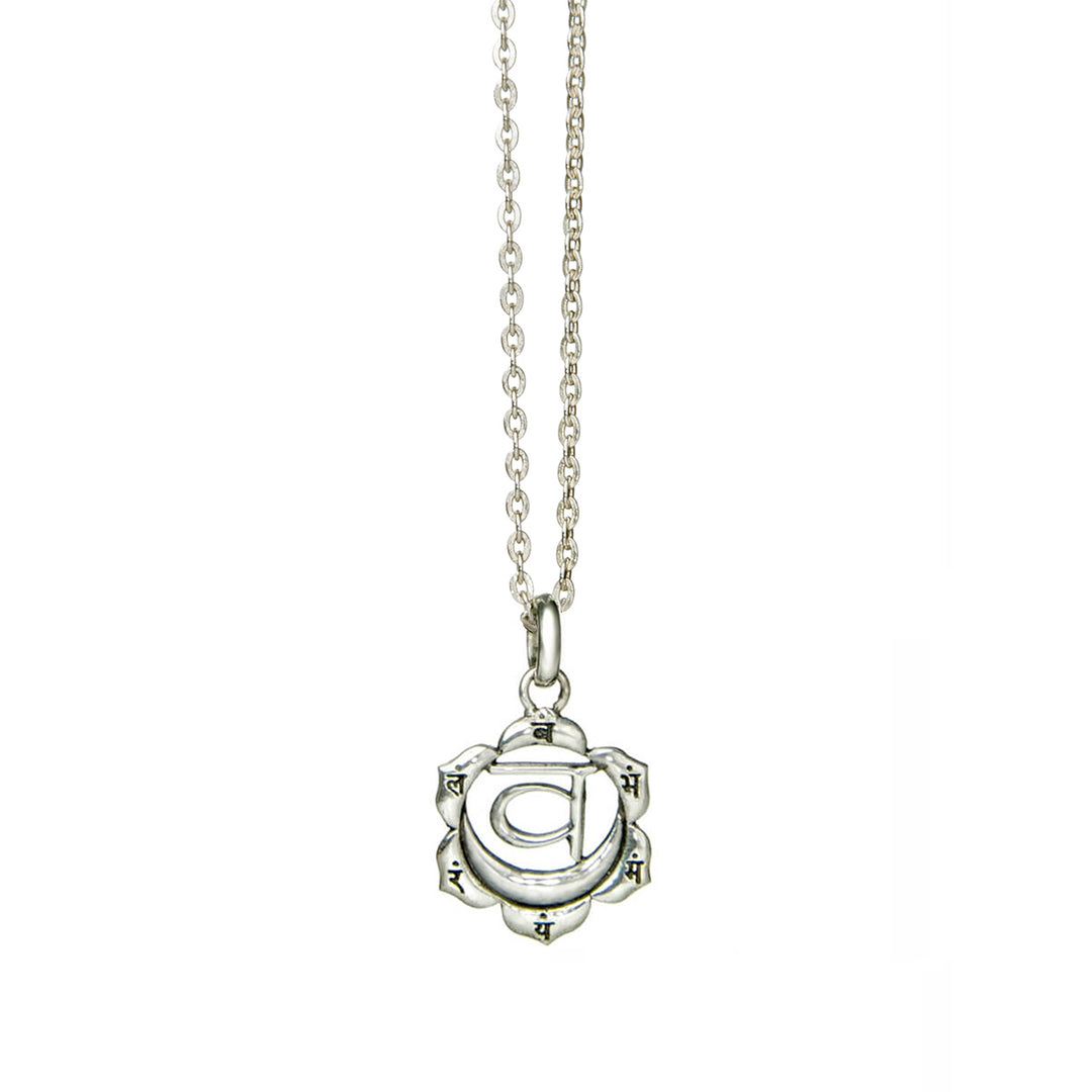 Kleiner Sakral Chakra Anhänger mit Mantra aus Sterling Silber mit Kette von ETERNAL BLISS - Spriritueller Schmuck