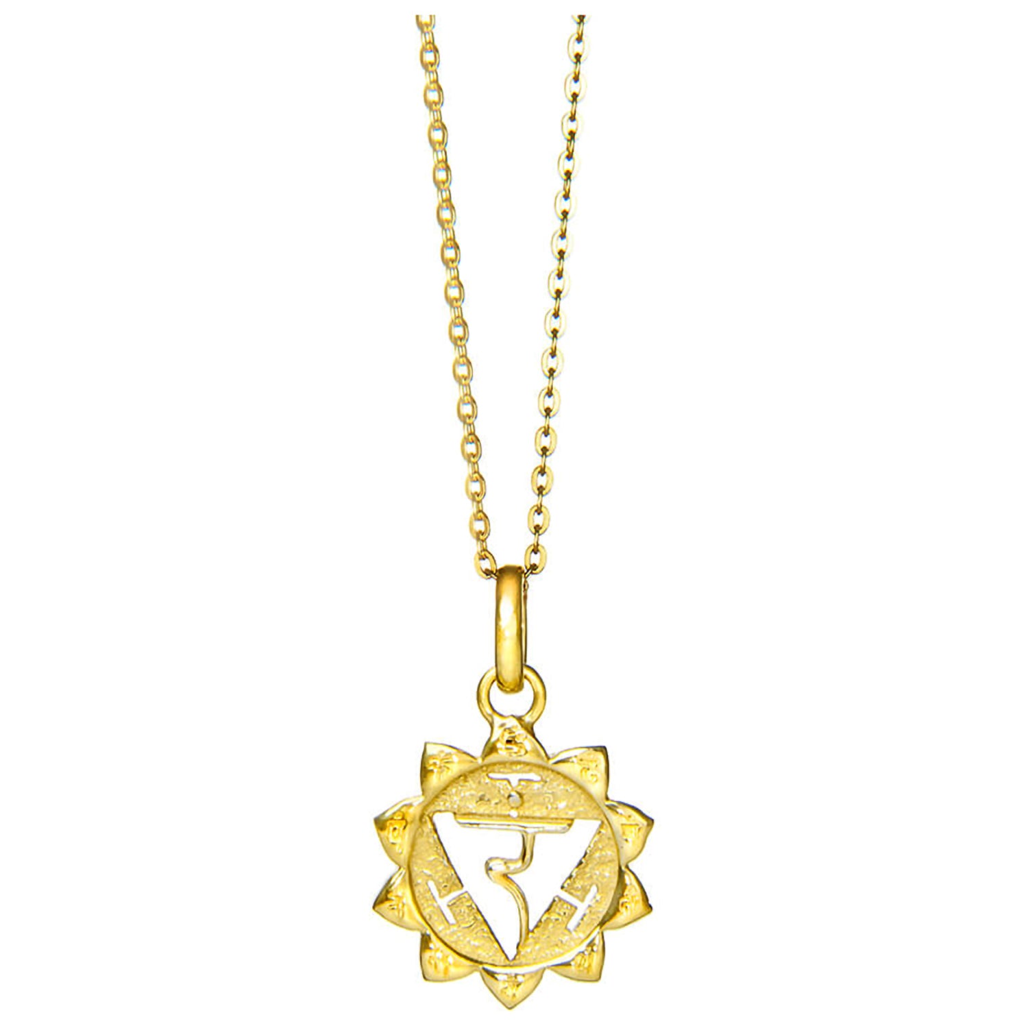 Solar Plexus oder Manipura Chakra Anhänger mit Mantra vergoldet mit Kette von ETERNAL BLISS - Spriritueller Schmuck