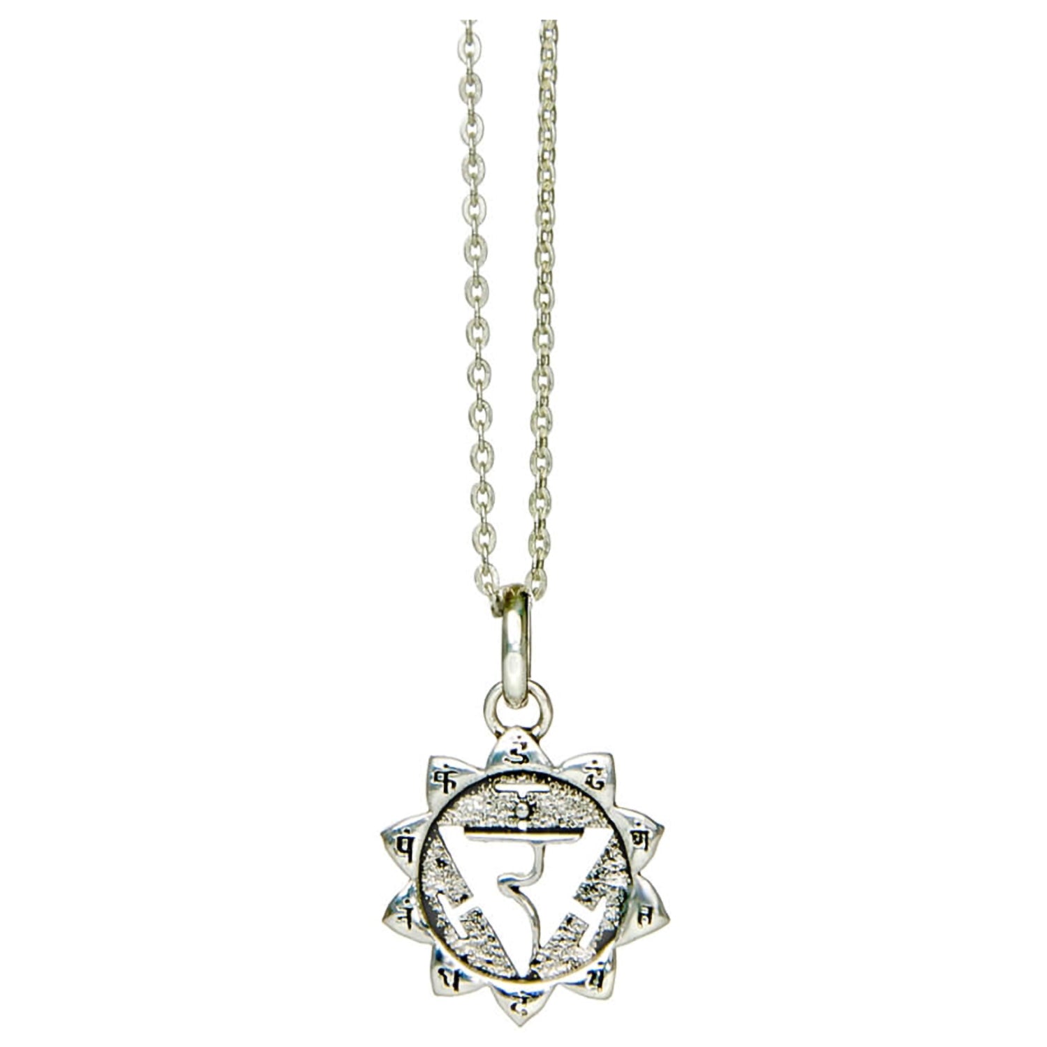 Solar Plexus oder Manipura Chakra Anhänger mit Mantra Silber mit Kette von ETERNAL BLISS - Spriritueller Schmuck
