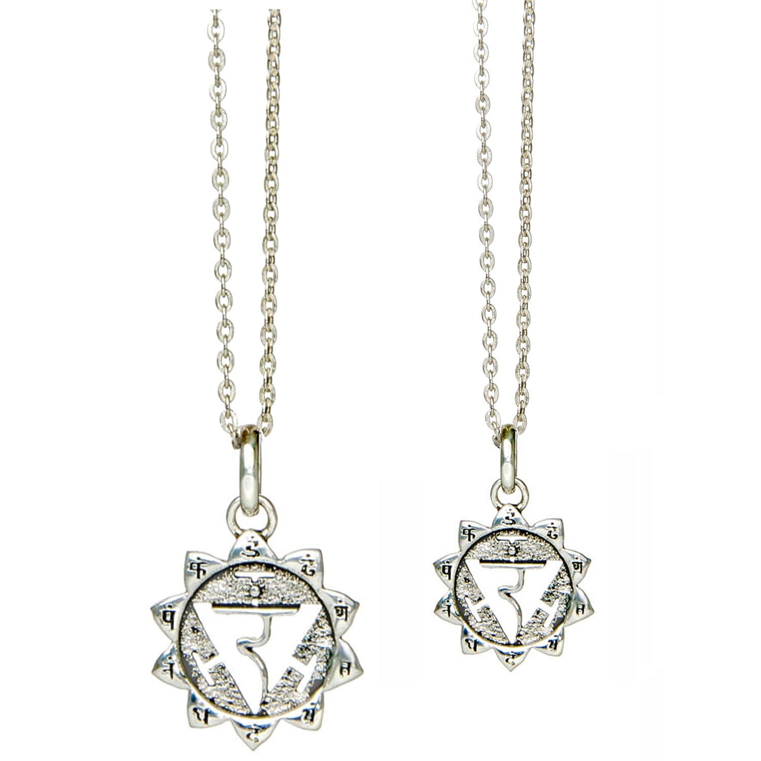 Solar Plexus or Manipura Chakra Pendant with Mantra made from Sterling Silver in two different sizes by ETERNAL BLISS - Spiritual Jewelry