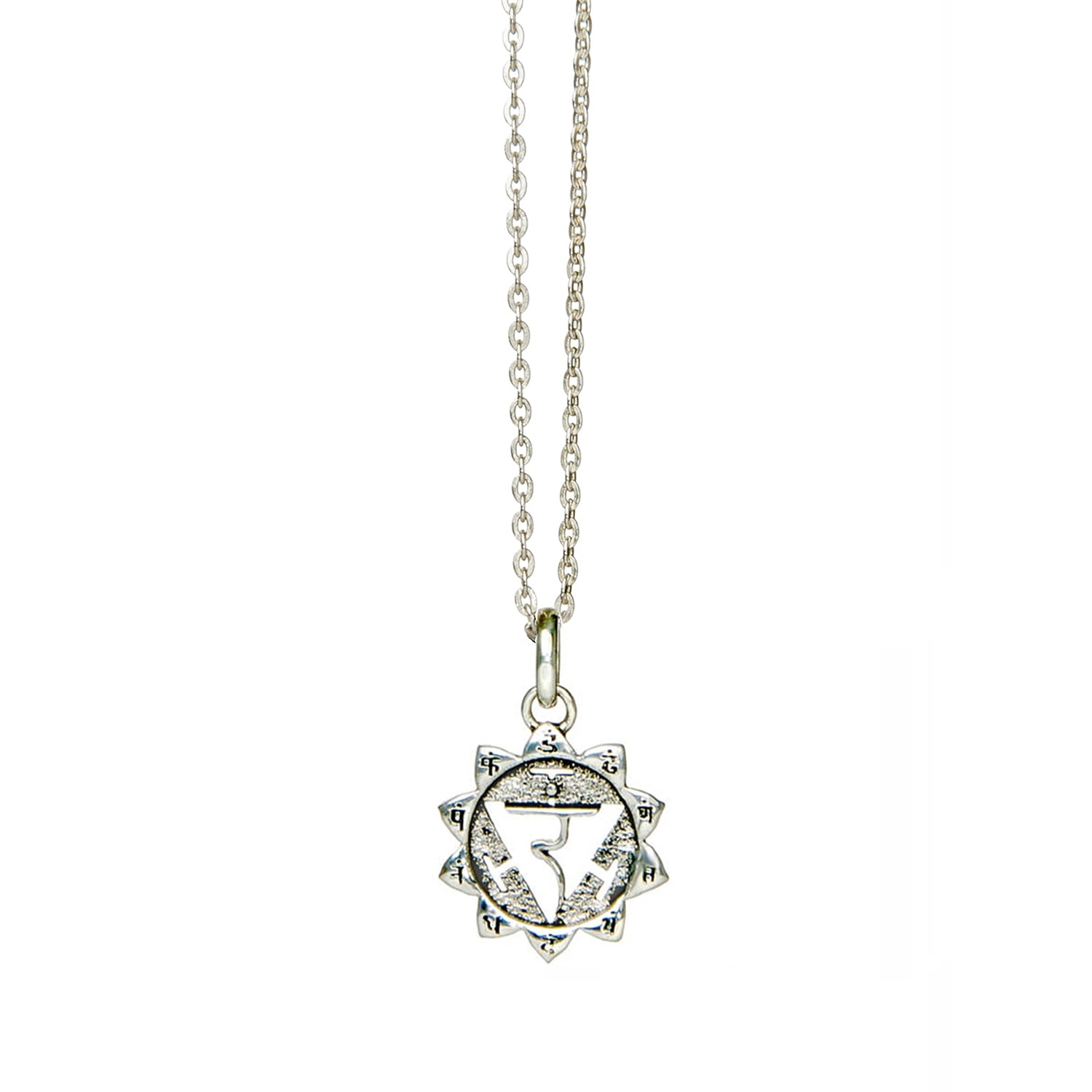 Kleiner Solar Plexus Chakra Anhänger mit Mantra Silber mit Kette von ETERNAL BLISS - Spriritueller Schmuck