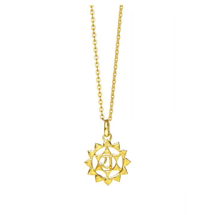 Kleiner Herz Chakra Anhänger mit Mantra vergoldet mit Kette von ETERNAL BLISS - Spriritueller Schmuck
