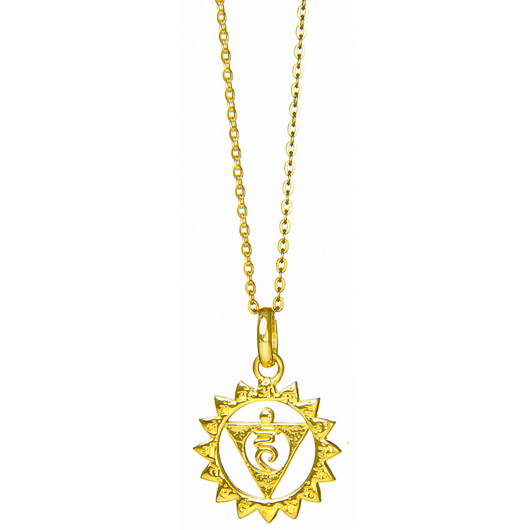 Hals oder Vishuddha Chakra Anhänger mit Mantra vergoldet von ETERNAL BLISS - Spriritueller Schmuck
