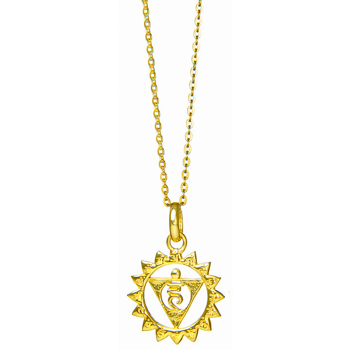 Hals oder Vishuddha Chakra Anhänger mit Mantra vergoldet von ETERNAL BLISS - Spriritueller Schmuck