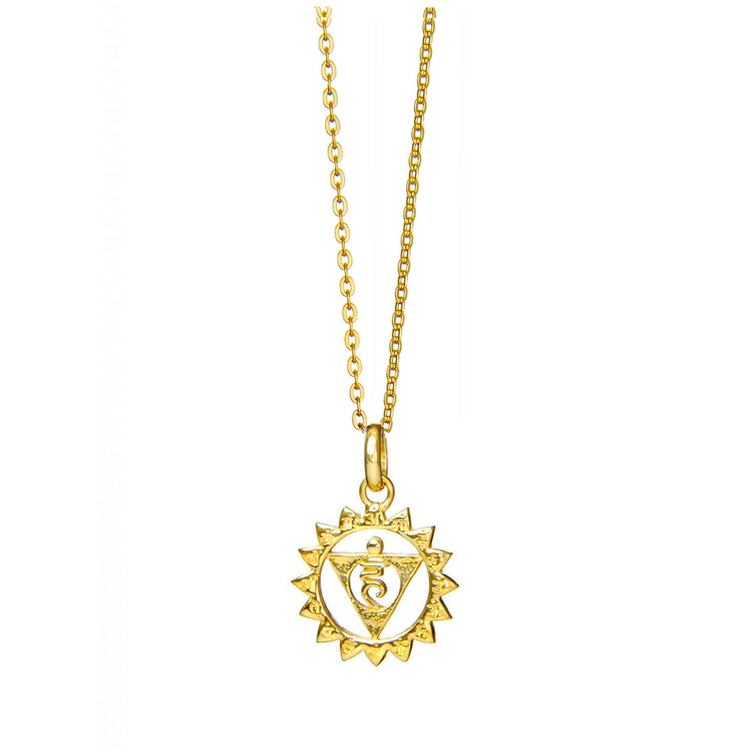 Kleiner Hals Chakra Anhänger mit Mantra vergoldet von ETERNAL BLISS - Spriritueller Schmuck