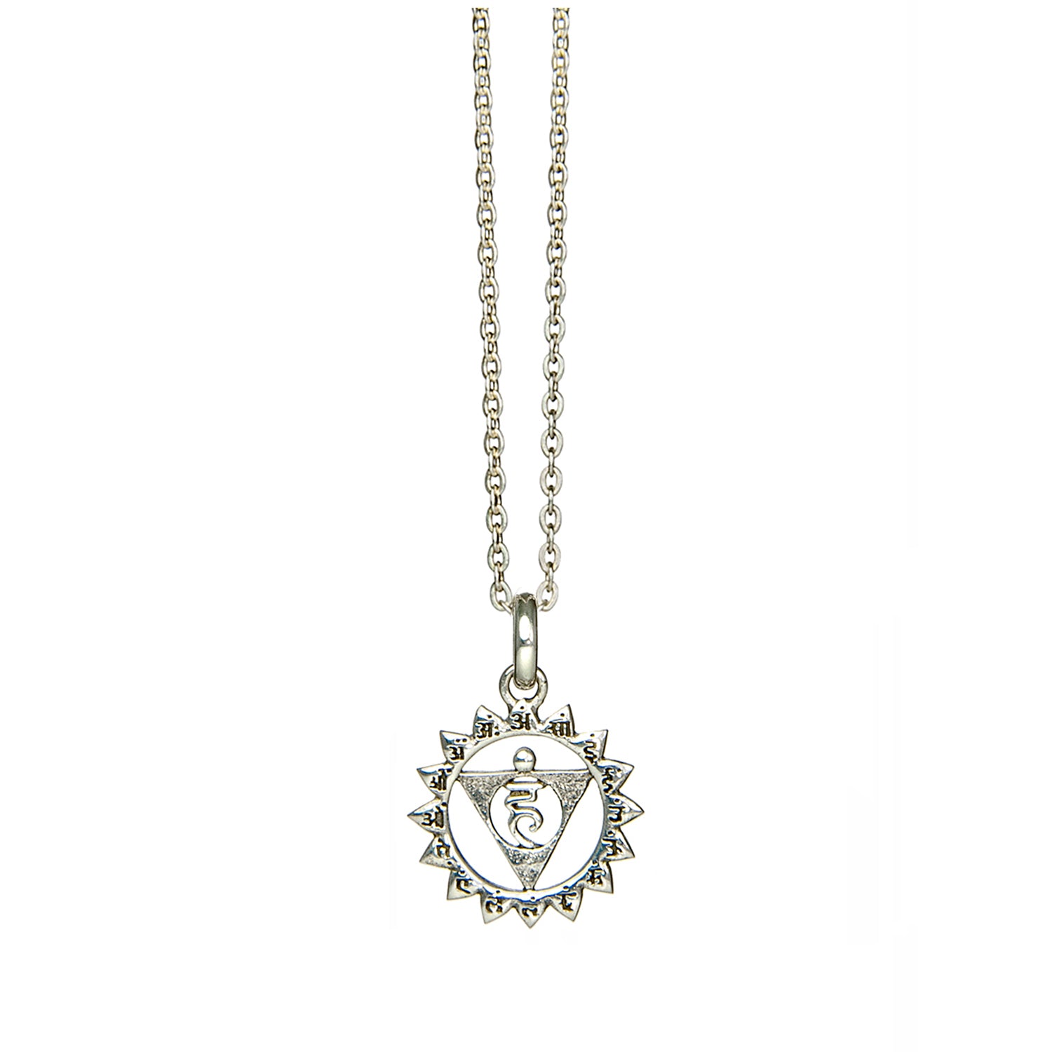 Kleiner Hals Chakra Anhänger mit Mantra aus Sterling Silber von ETERNAL BLISS - Spriritueller Schmuck